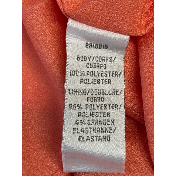 Theia One-Shoulder Coral Maxi Dress W/Ruffle Detail Womens Size 8 Polyester Blen - Picture 6 of 11